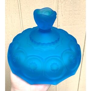 Weishar Large Colonial Blue Frost Candy Dish Lid Only